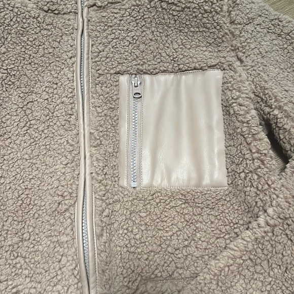 abercrombie & fitch Cozy AF Full-Zip Sherpa Jacket Teddy Vegan Leather Trim - Picture 3 of 4